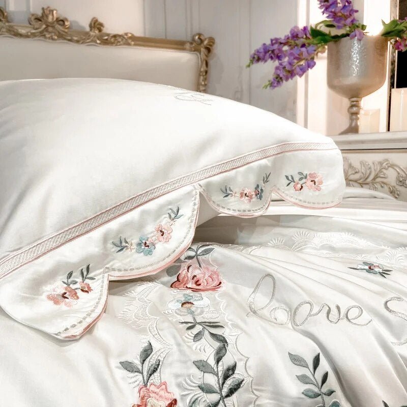 White Love Story Bedding Set