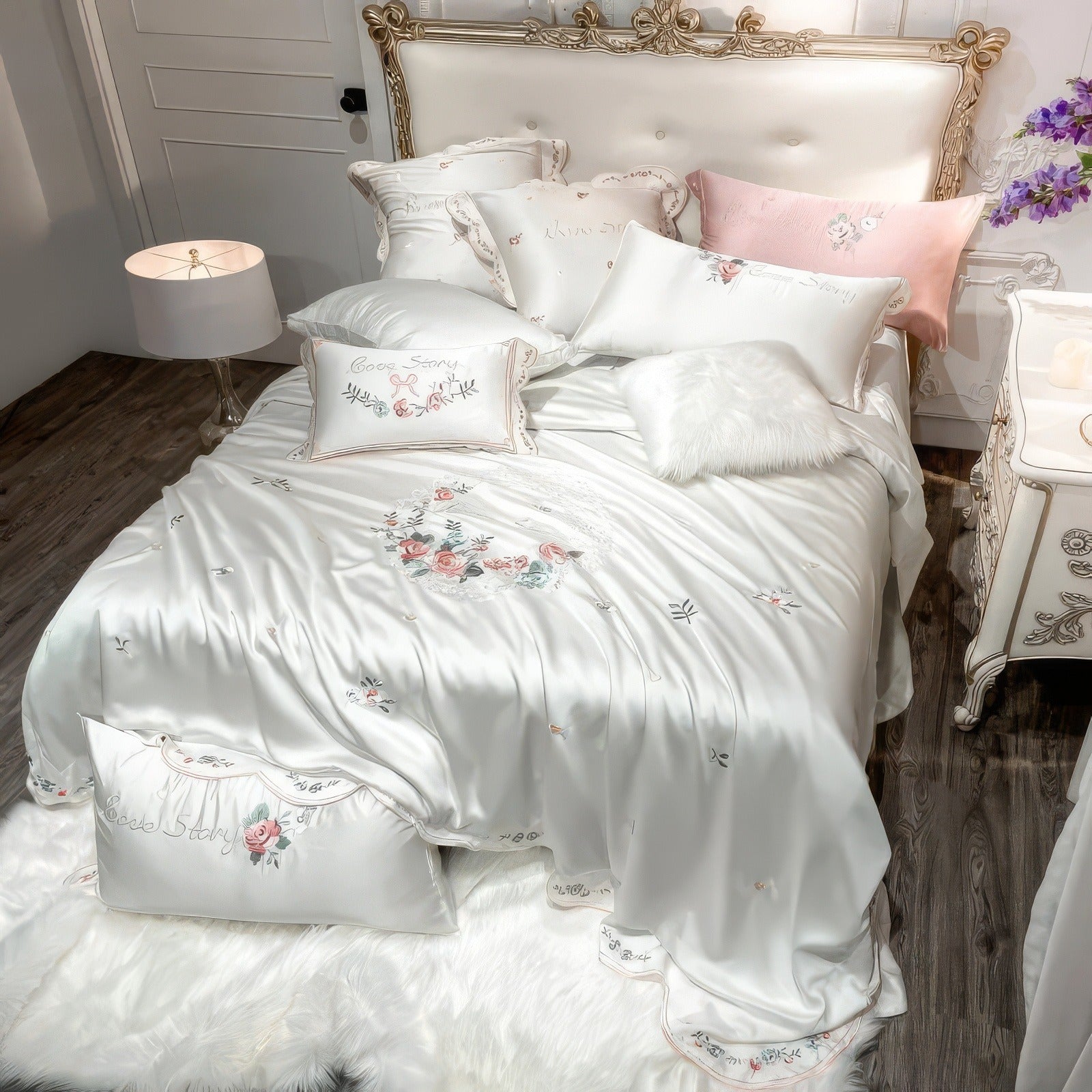 White Love Story Bedding Set