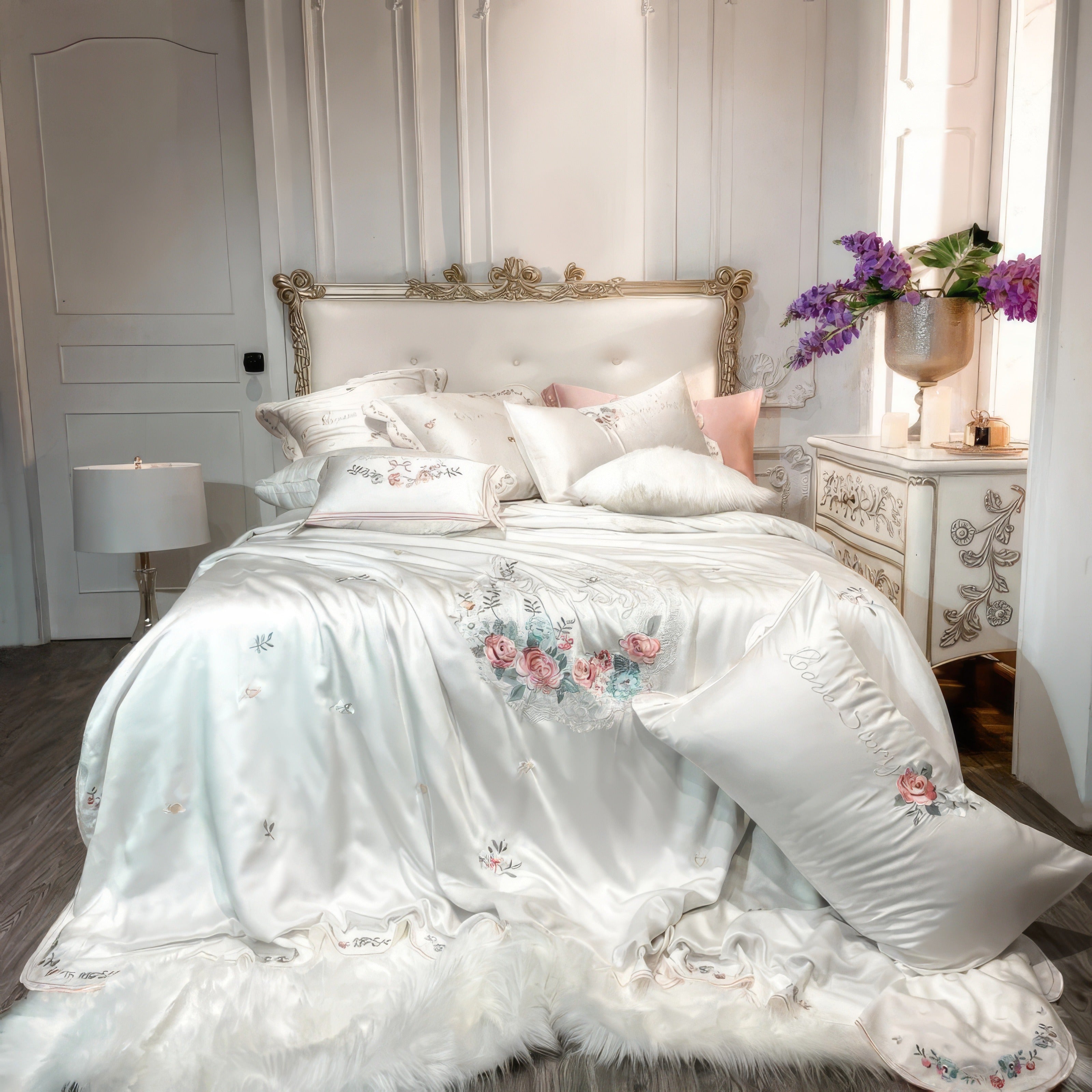White Love Story Bedding Set