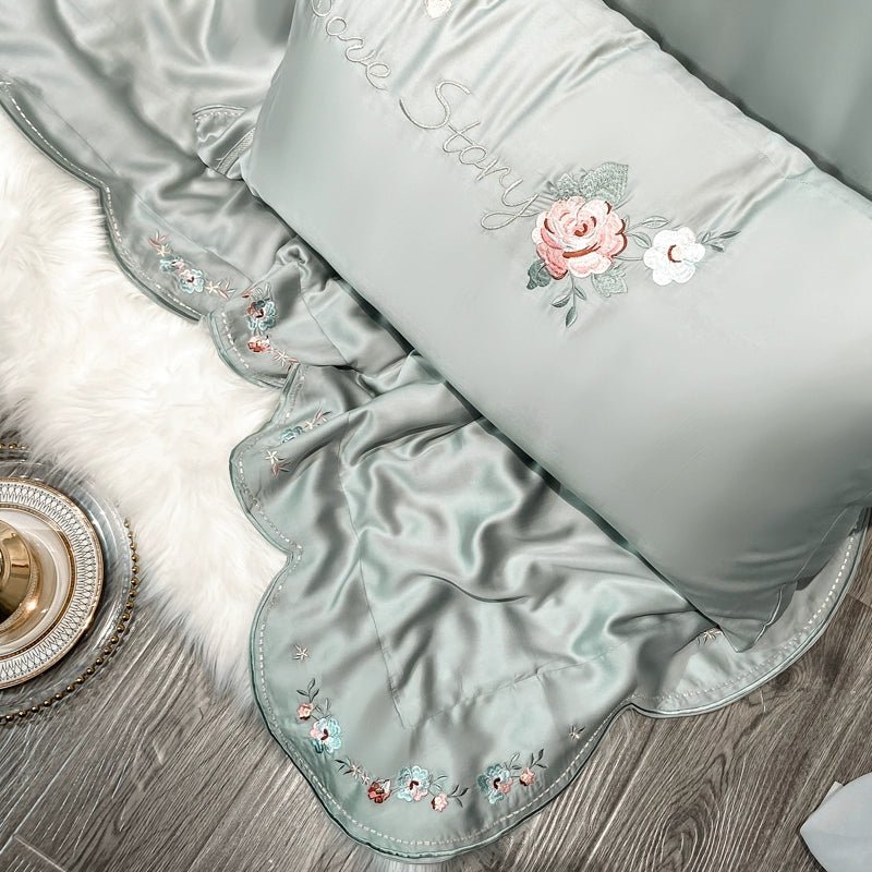 Sage Green Love Story Bedding Set