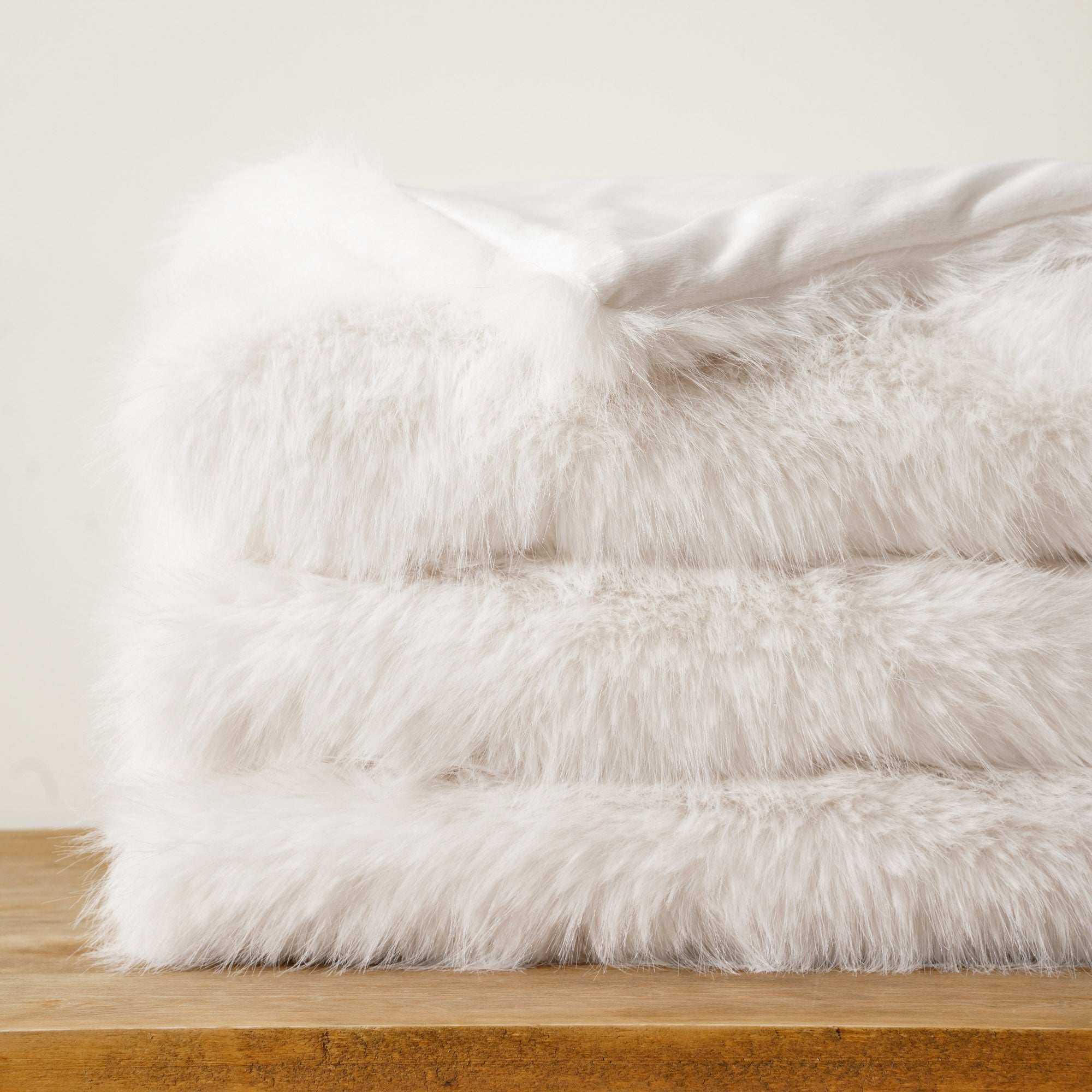 White Faux-Fur Throw Blanket