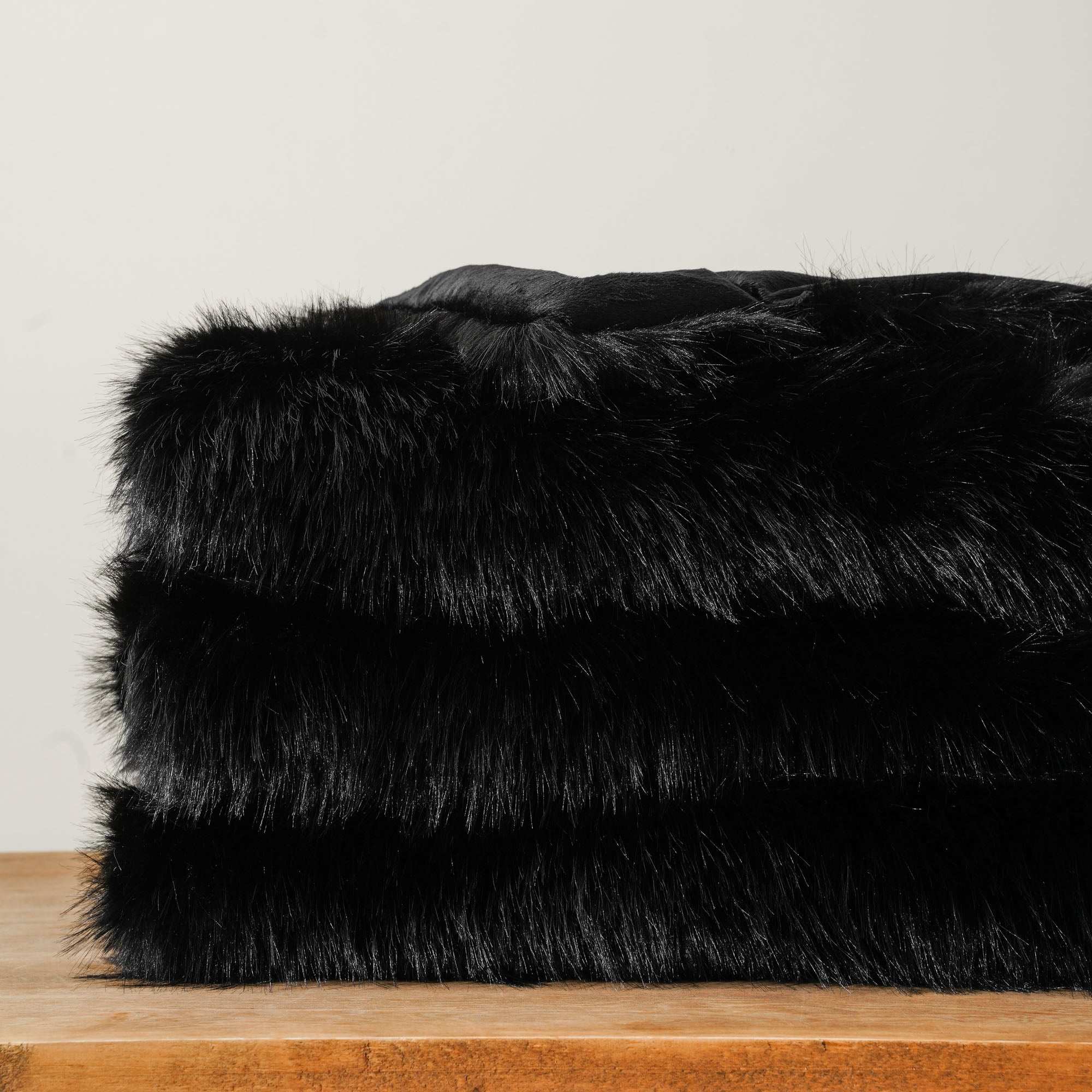 Black Faux-Fur Throw Blanket