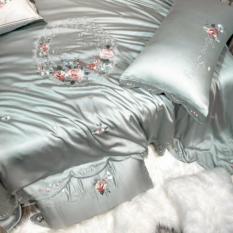 Sage Green Love Story Bedding Set