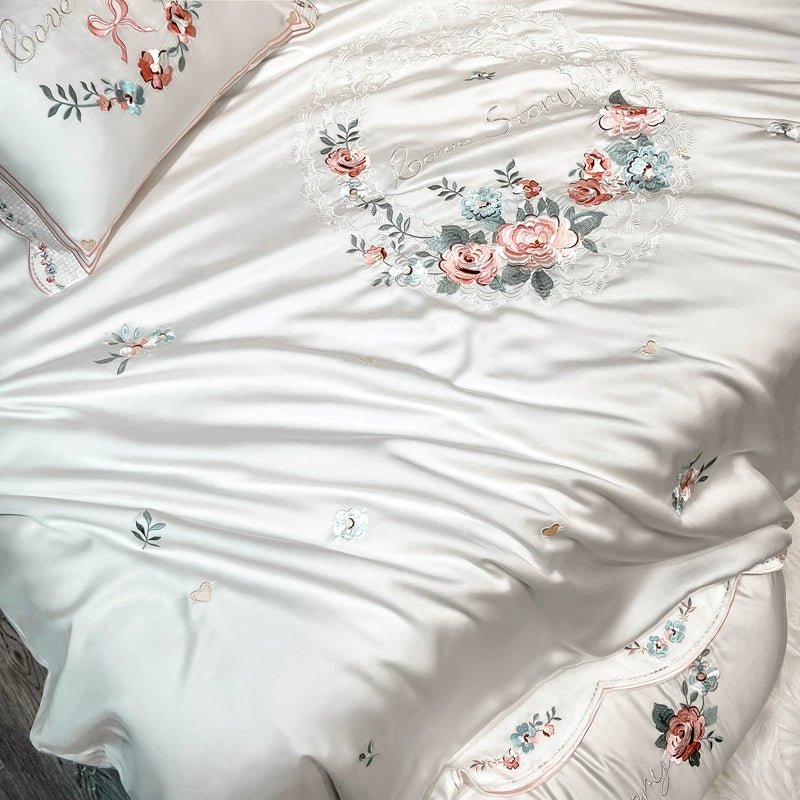 White Love Story Bedding Set