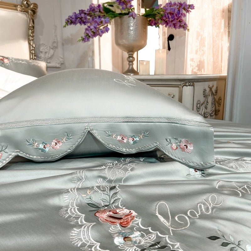 Sage Green Love Story Bedding Set