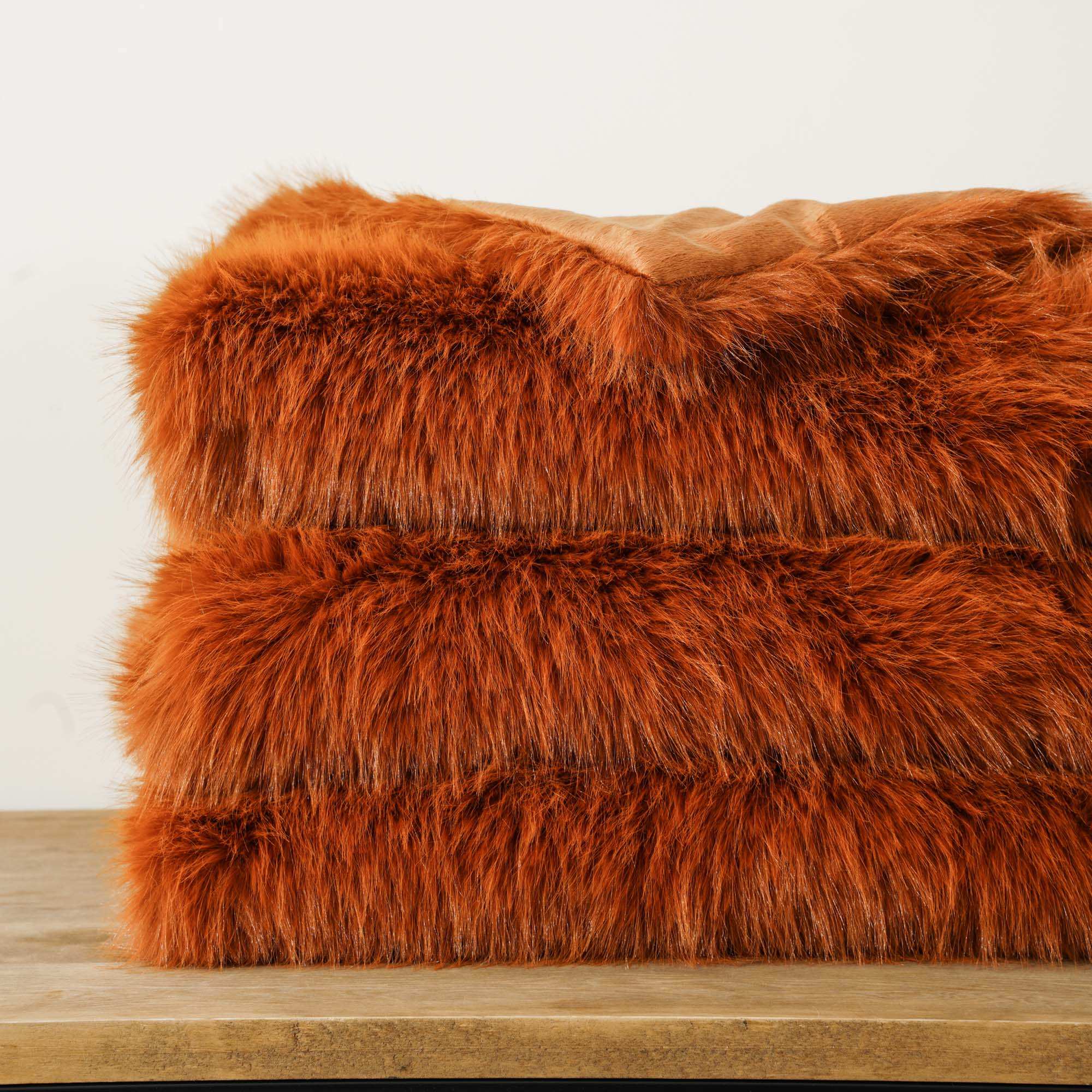 Orange Faux-Fur Throw Blanket