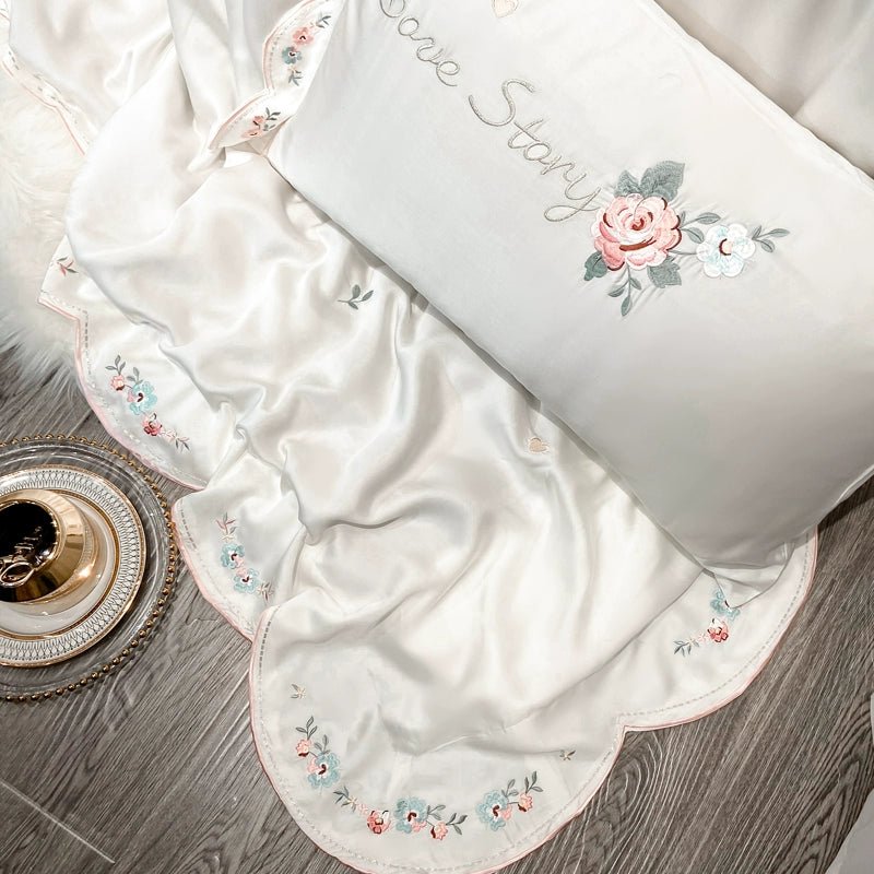 White Love Story Bedding Set