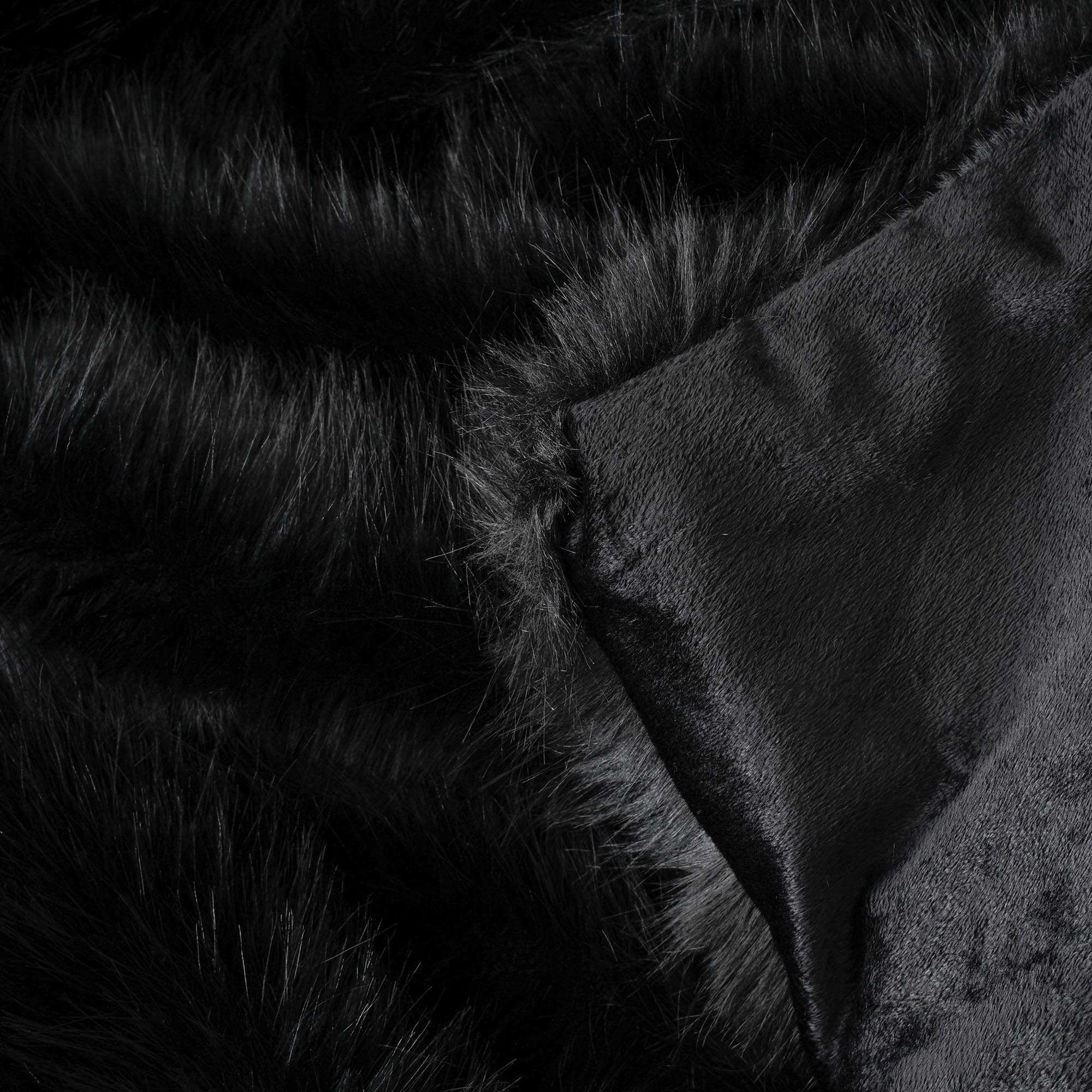 Black Faux-Fur Throw Blanket