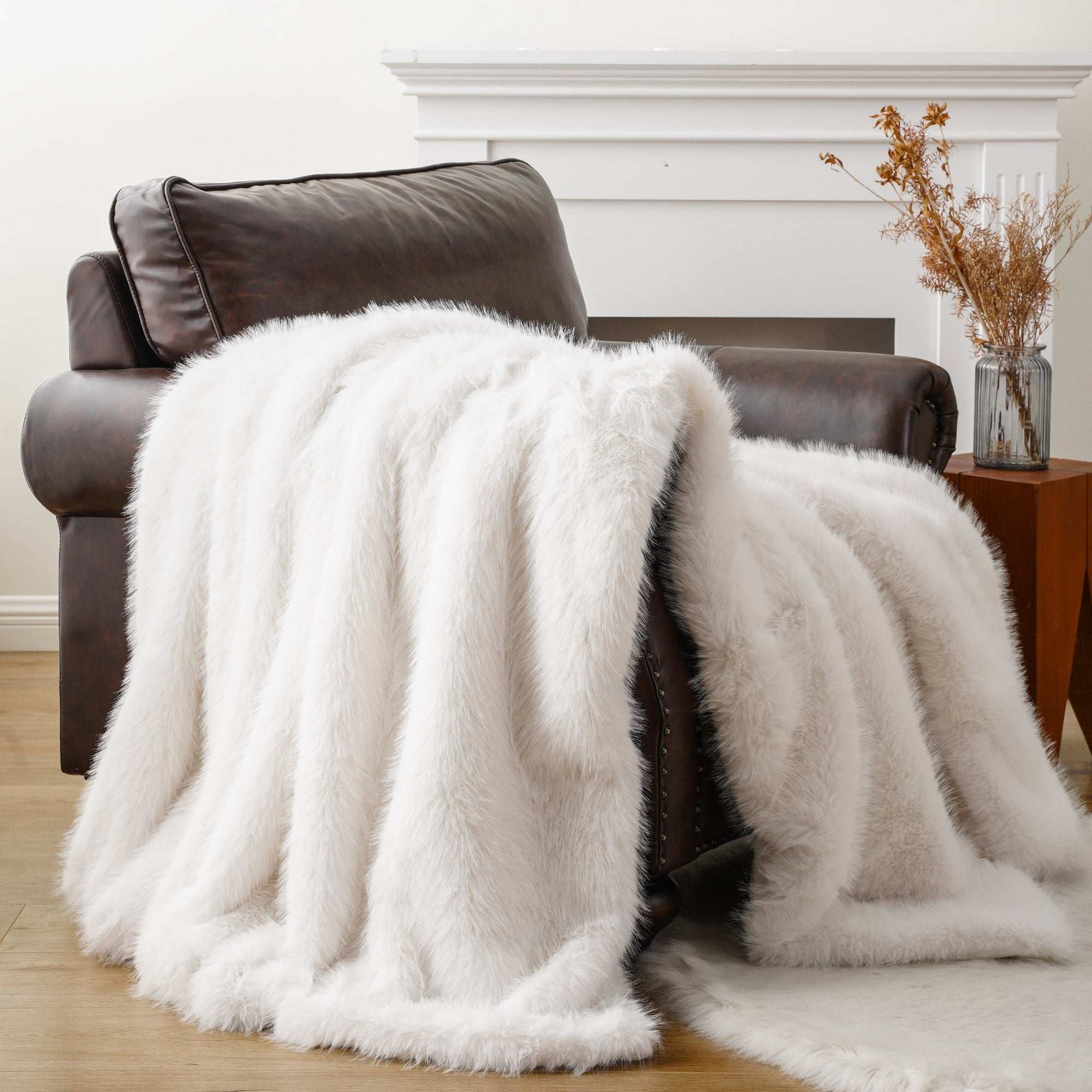 White Faux-Fur Throw Blanket
