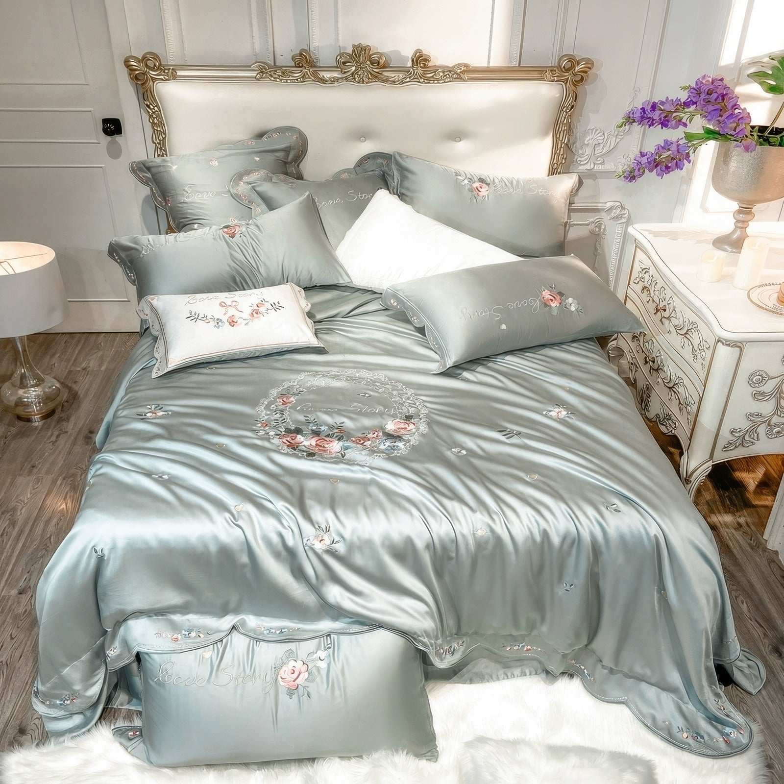 Sage Green Love Story Bedding Set