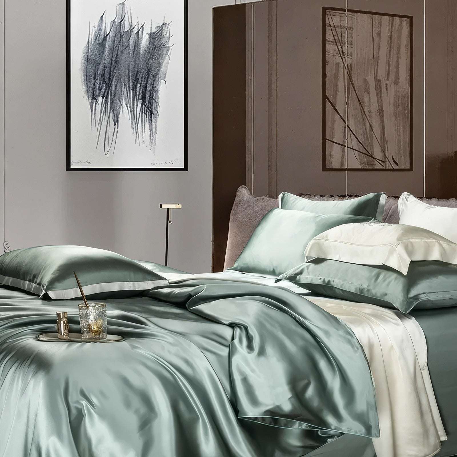 Green Top Grade Silk Bedding Set