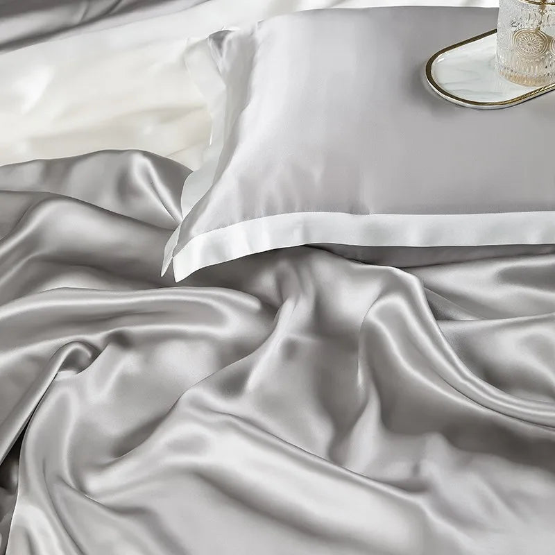 Grey Top Grade Silk Bedding Set