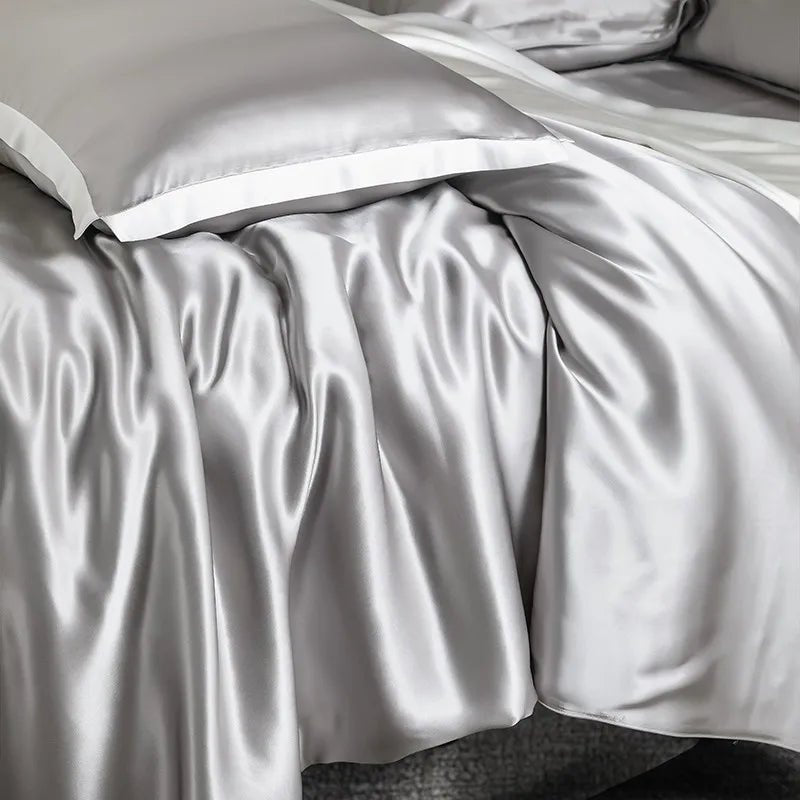 Grey Top Grade Silk Bedding Set