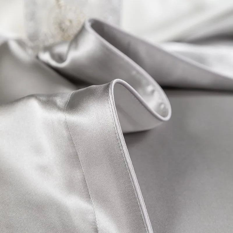 Grey Top Grade Silk Bedding Set