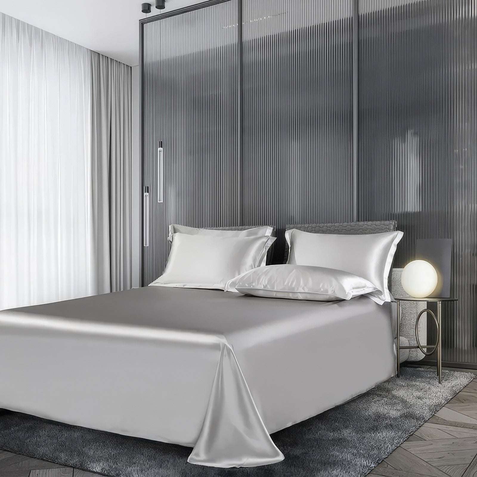 Grey Top Grade Silk Bedding Set