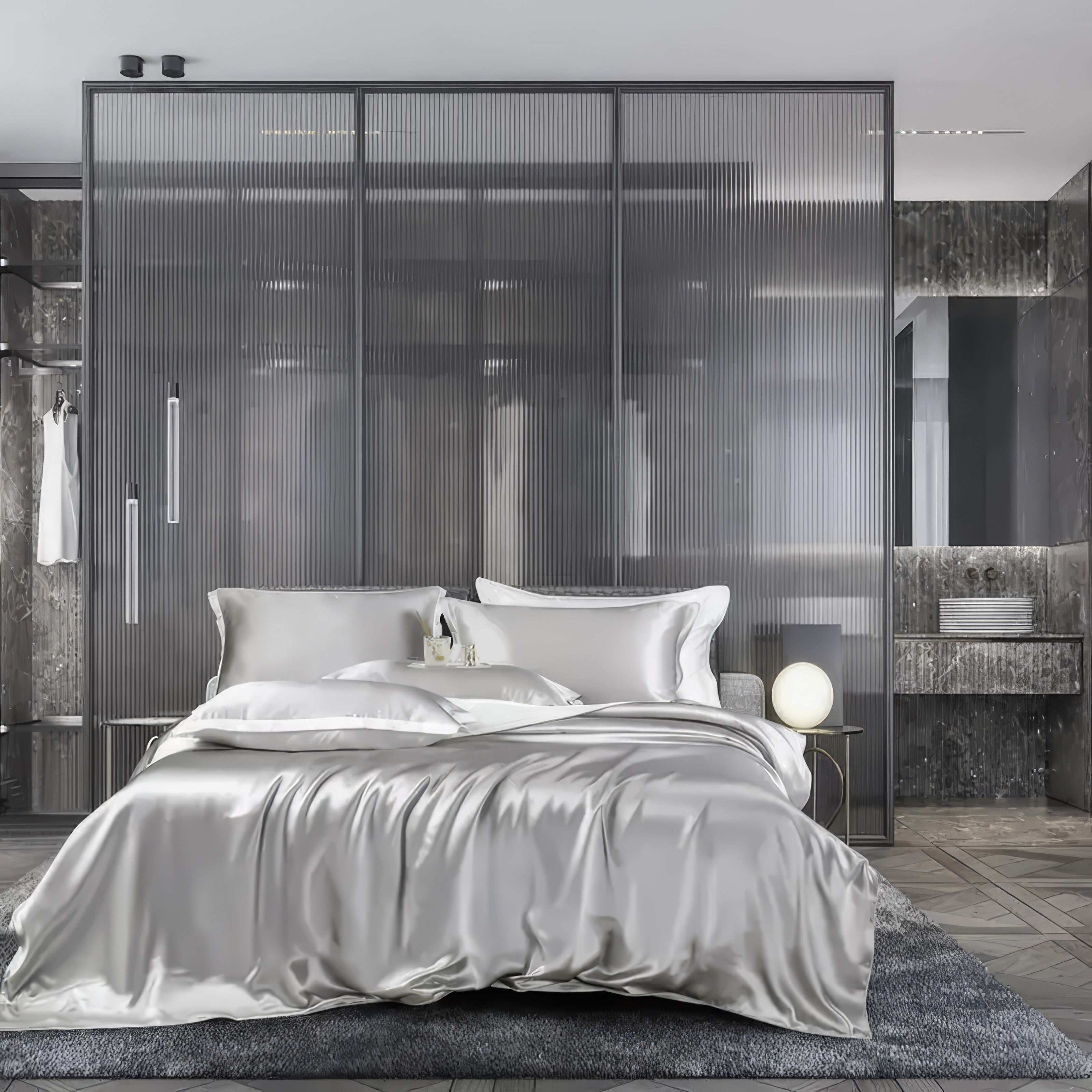 Grey Top Grade Silk Bedding Set