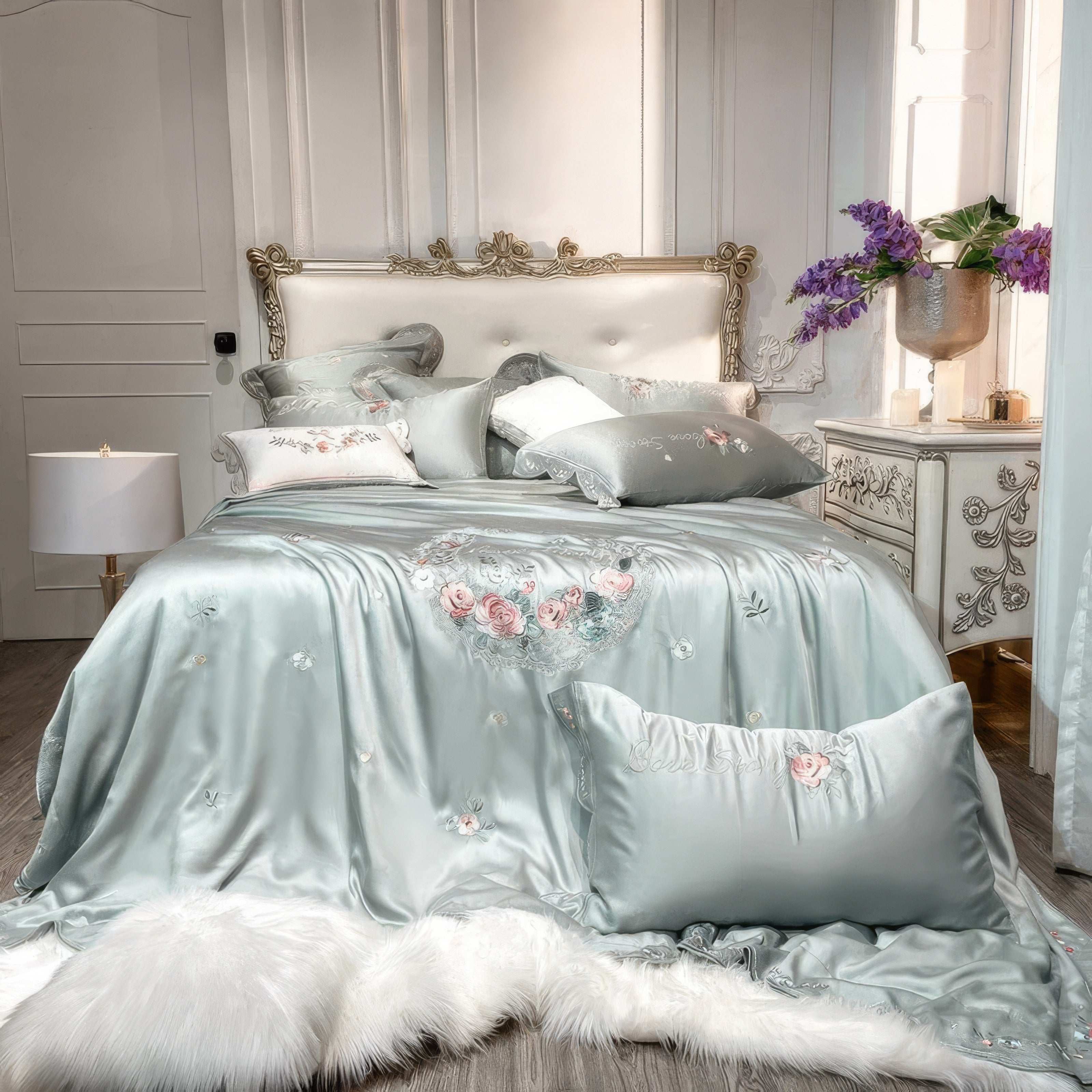 Sage Green Love Story Bedding Set