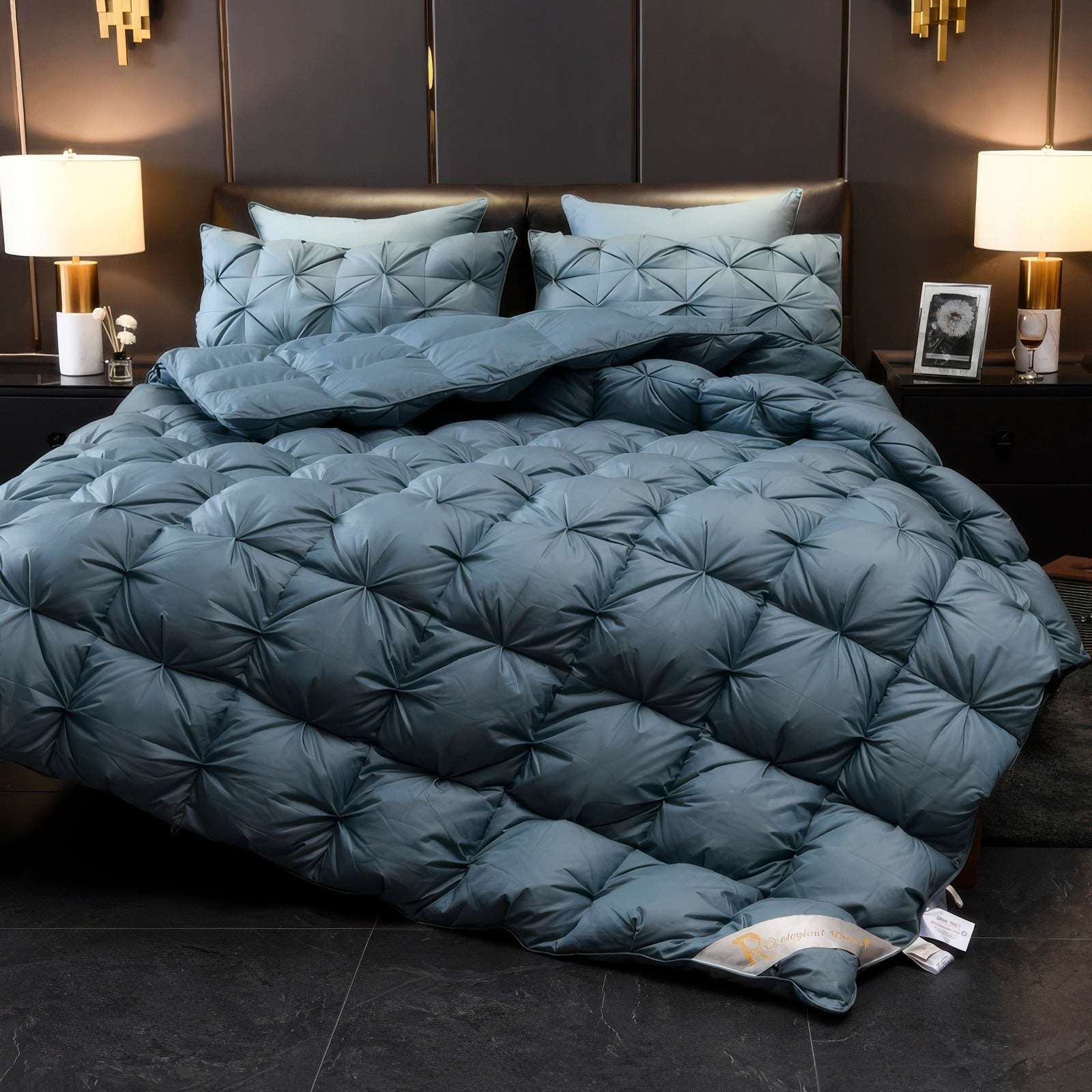 Blue Deluxe Cotton Goose Down Comforter