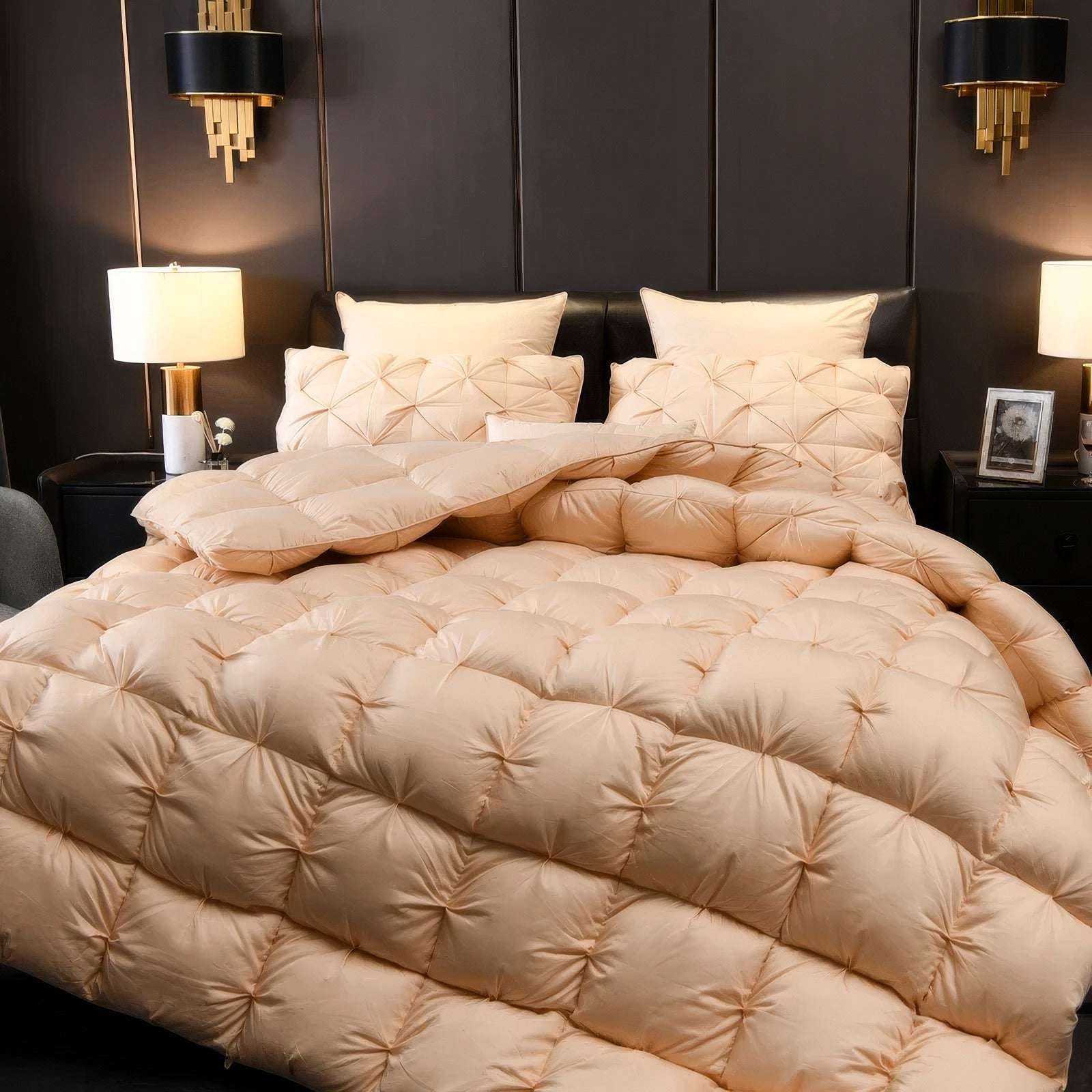Beige Deluxe Cotton Goose Down Comforter