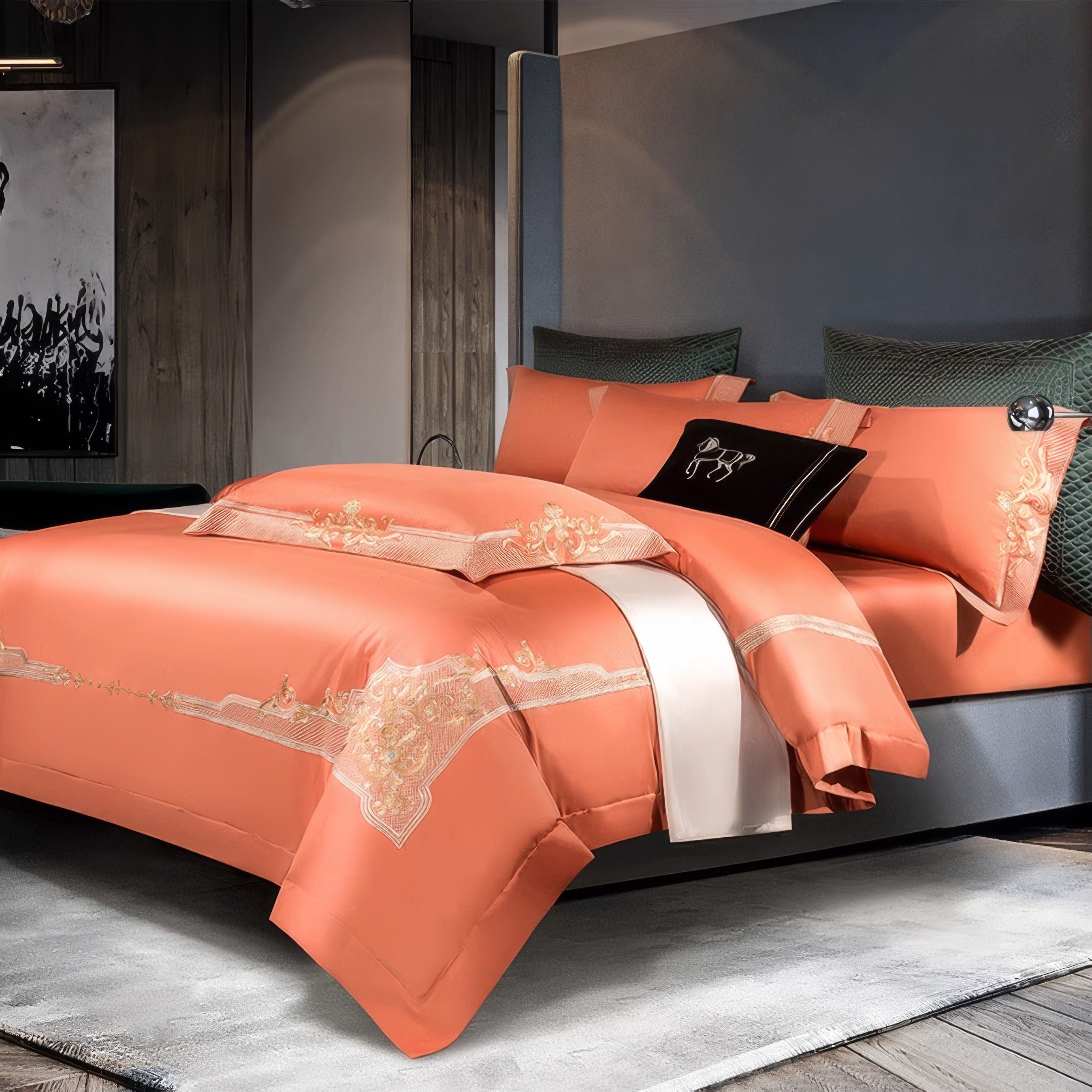 Royal Vivid Tangerine Bedding Set