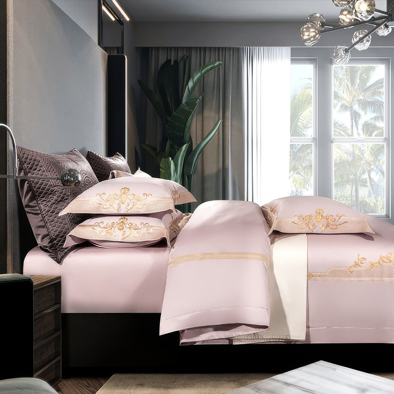 Royal Pearl Pink Bedding Set