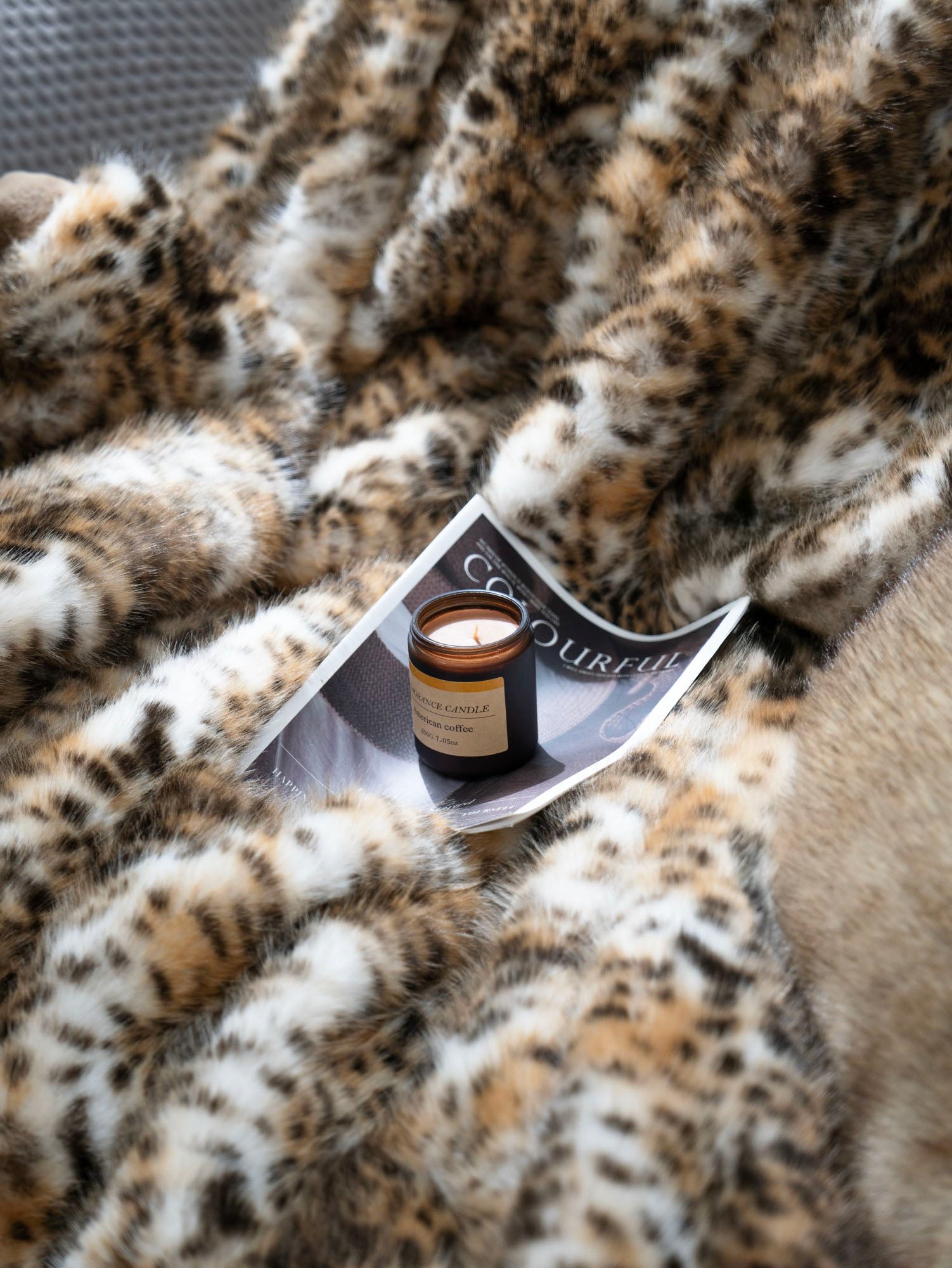 Leopard Faux Fur Throw Blanket