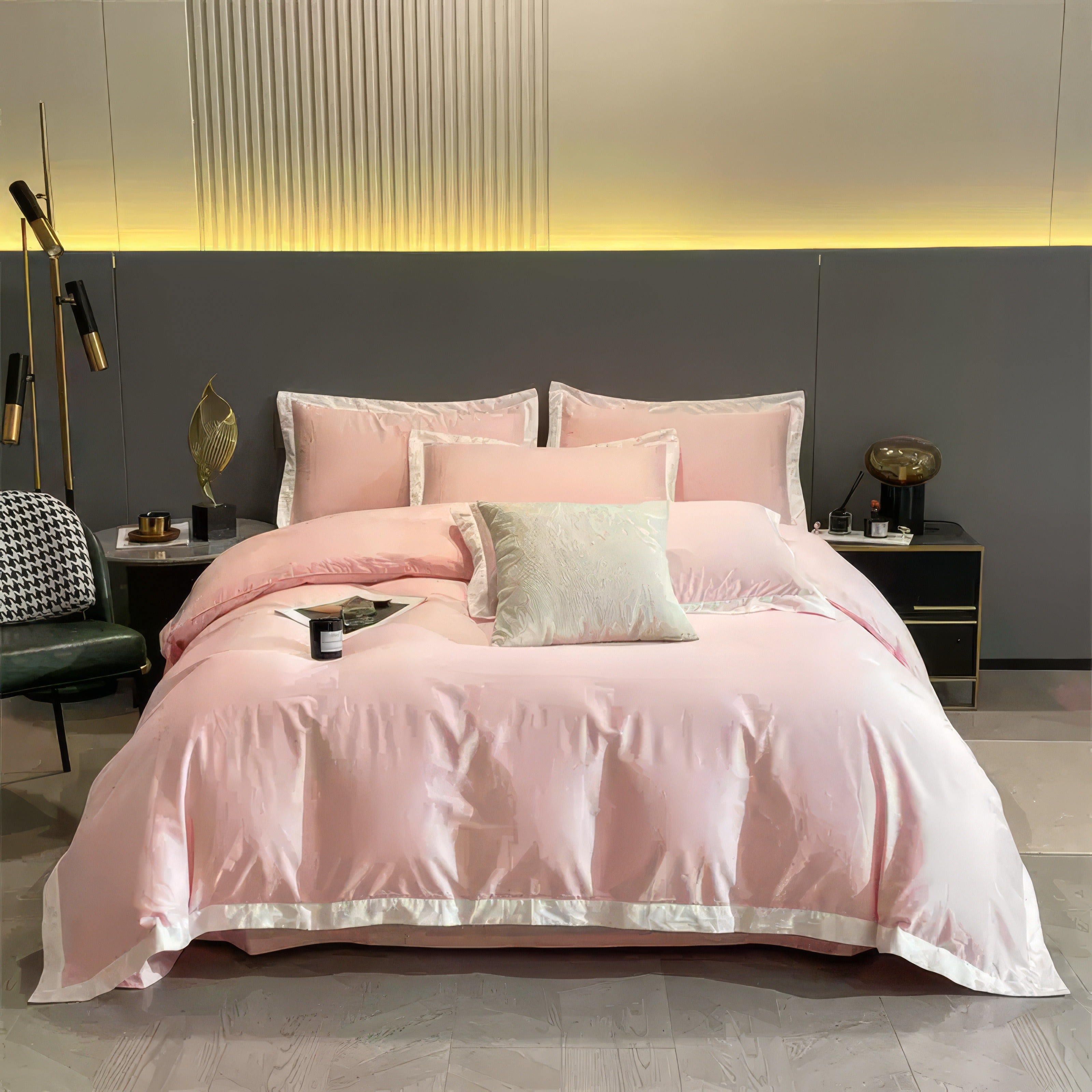 Pink Contrast Bedding Set