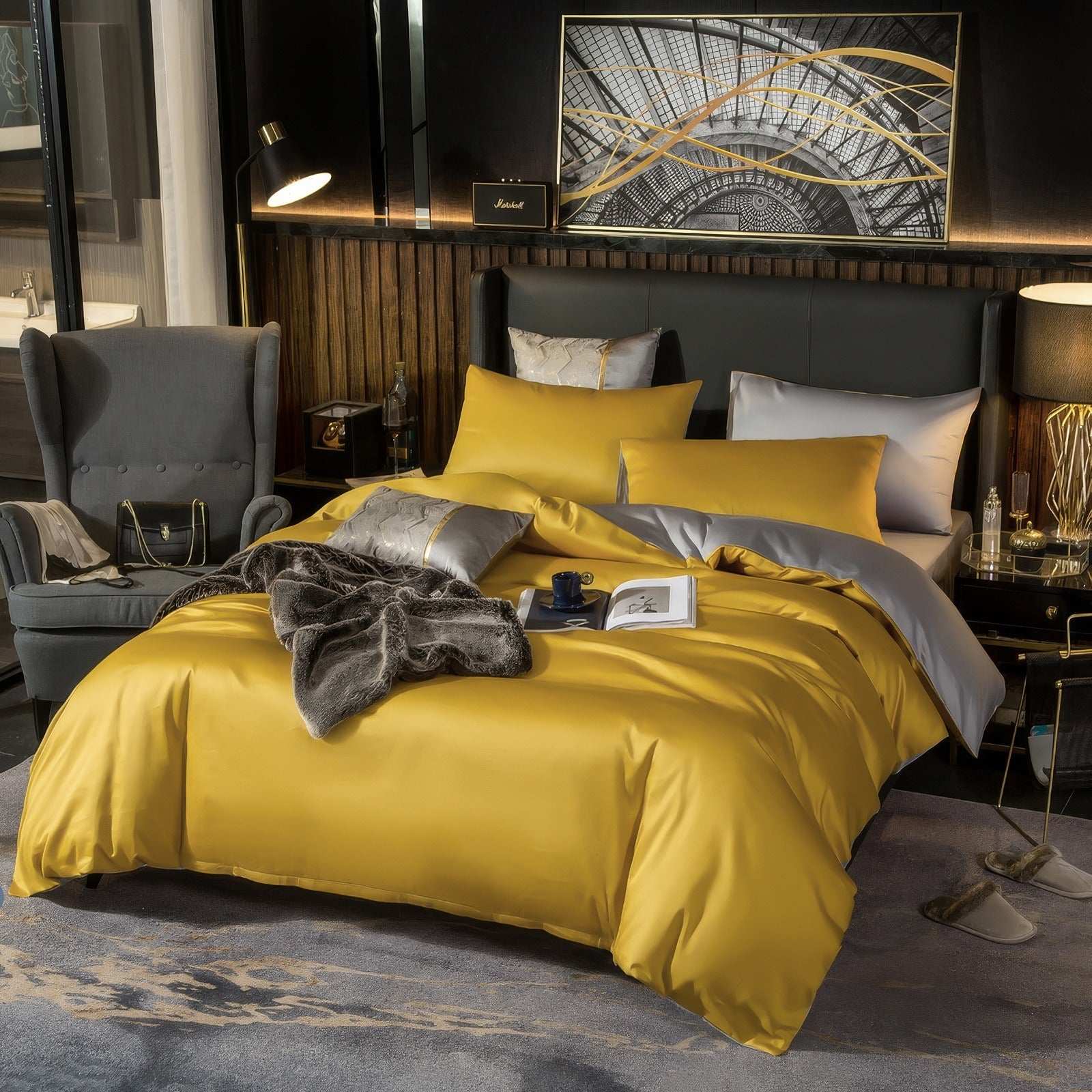 Silver Yellow Bedding Set