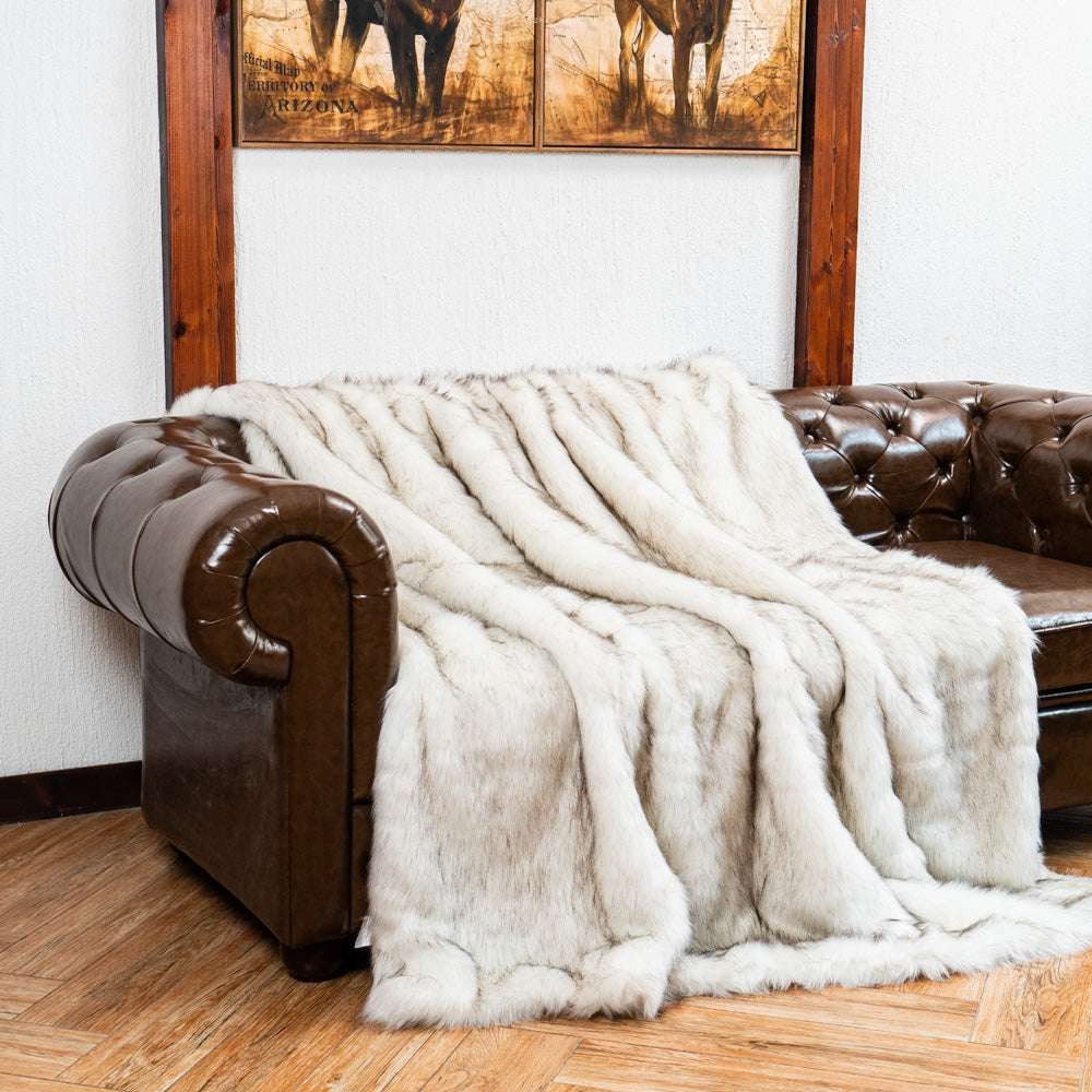 Cream Faux Fur Throw Blanket