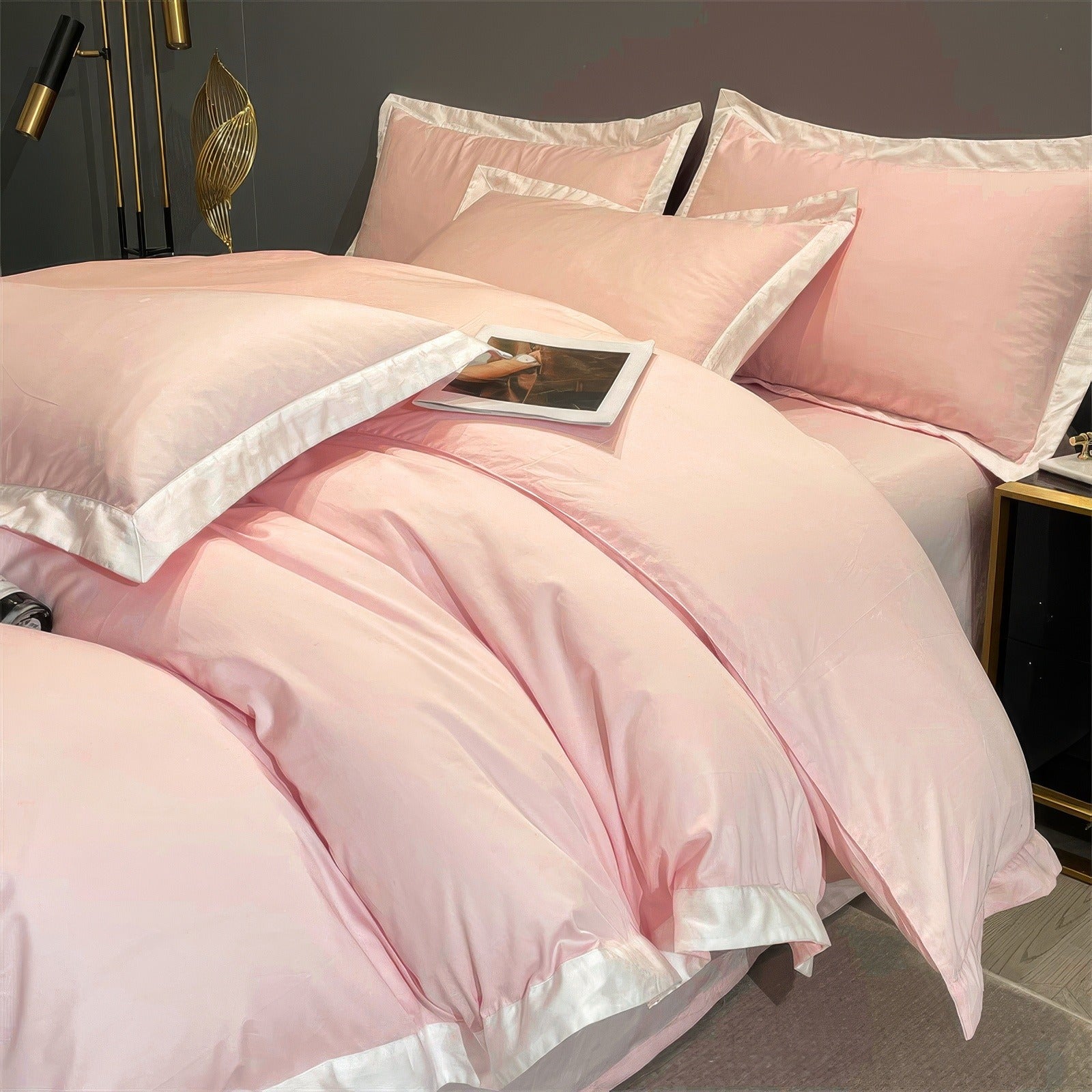 Pink Contrast Bedding Set