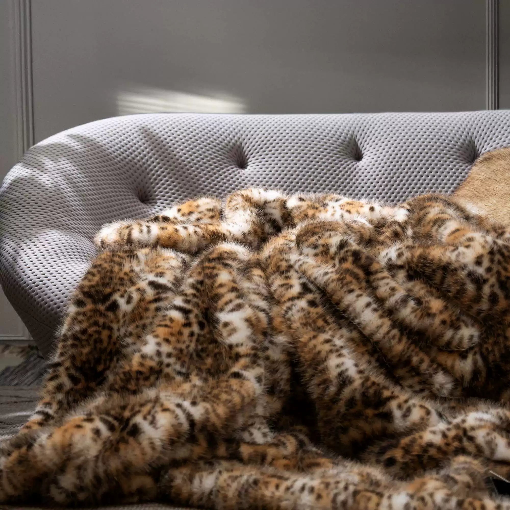 Leopard Faux Fur Throw Blanket