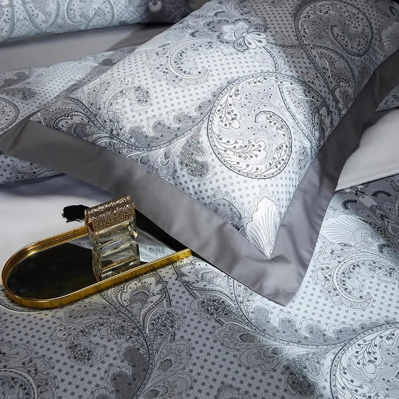 Silver Paisley Bedding Set