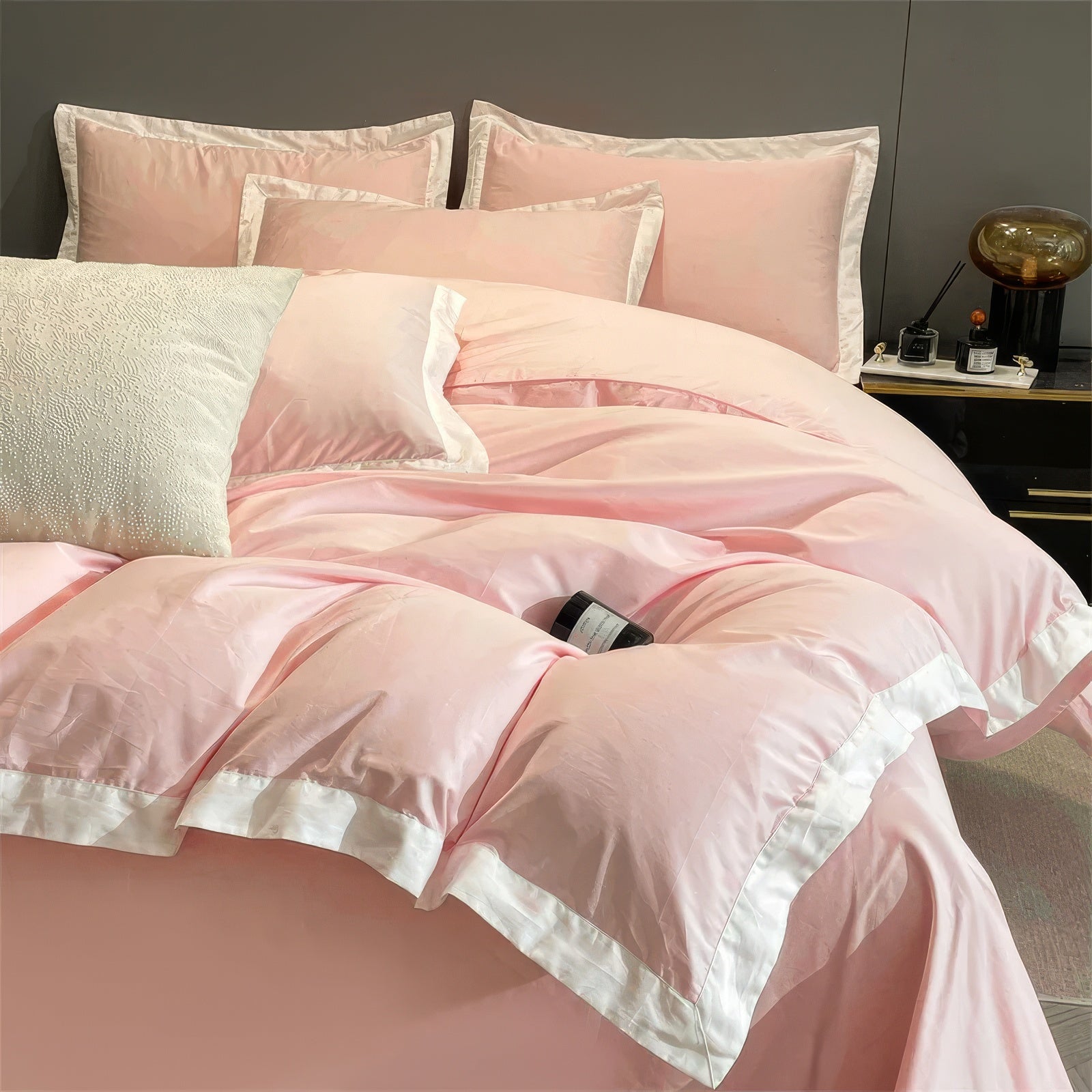 Pink Contrast Bedding Set