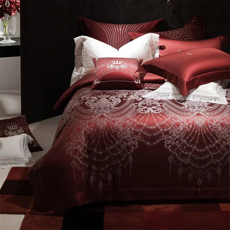 Juliana Vintage Wine Red Bedding Set