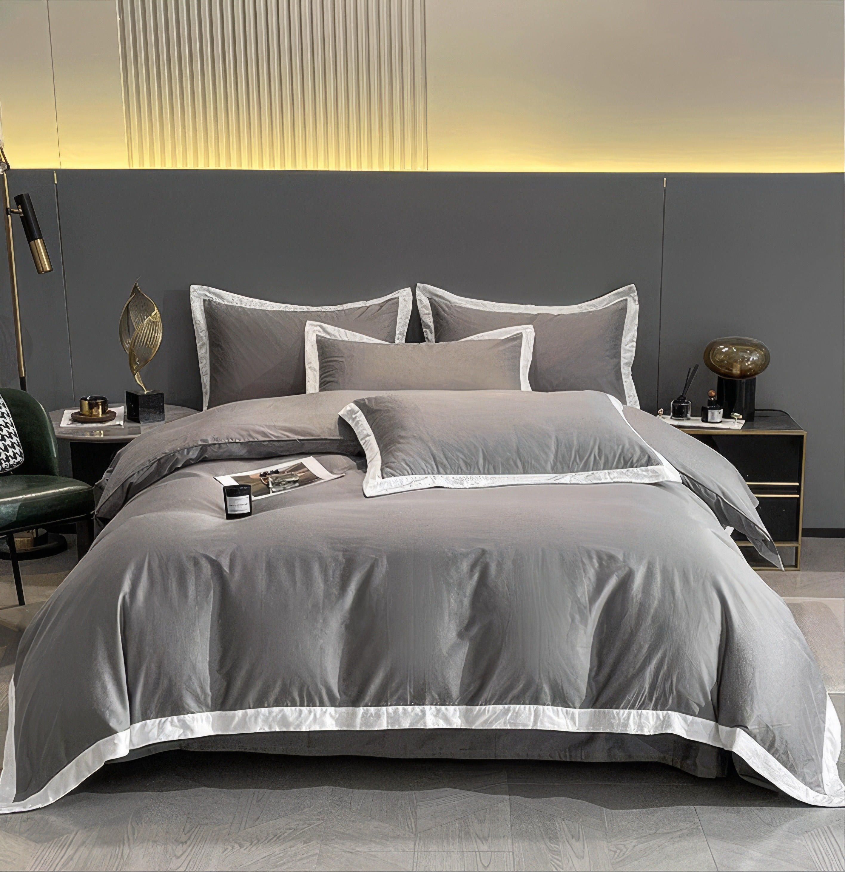 Grey Contrast Bedding Set