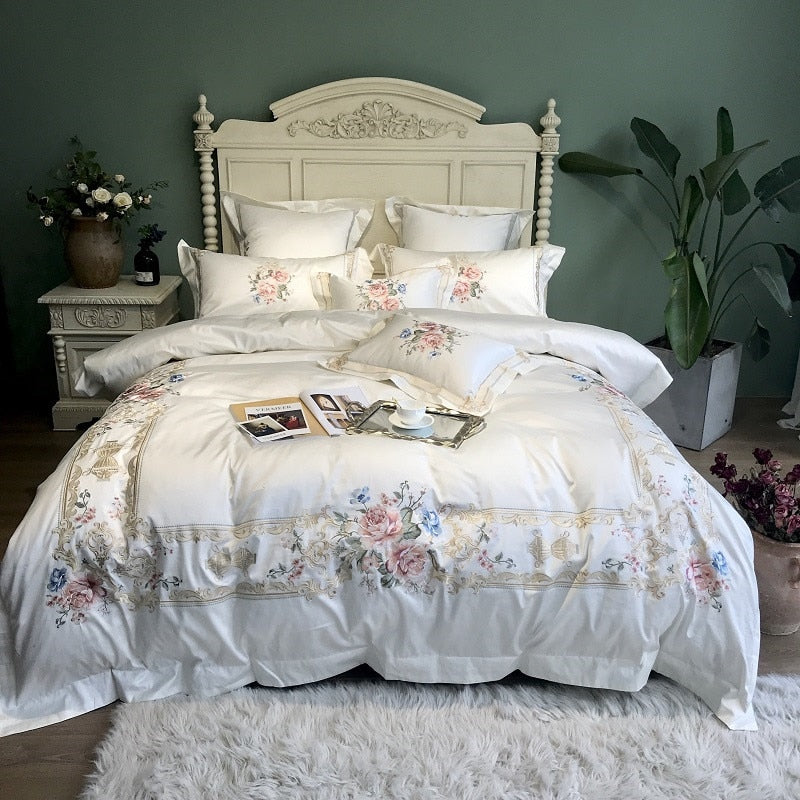 Victoria Egyptian Cotton Duvet Cover Set. - Peak Luxy