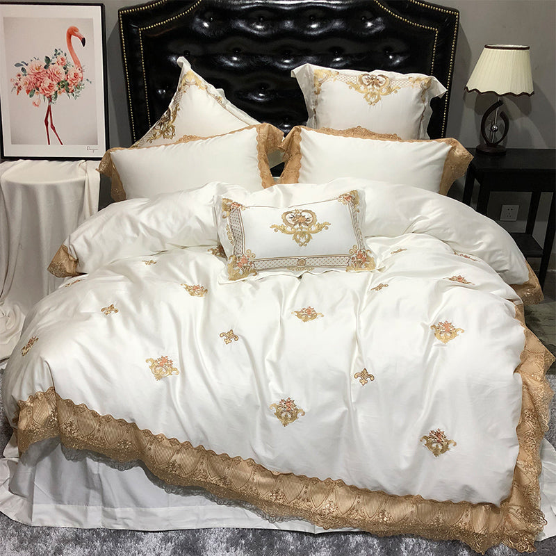 Fabiola Royal Embroidery Luxury Egyptian Cotton Duvet Cover Set - Peak Luxy