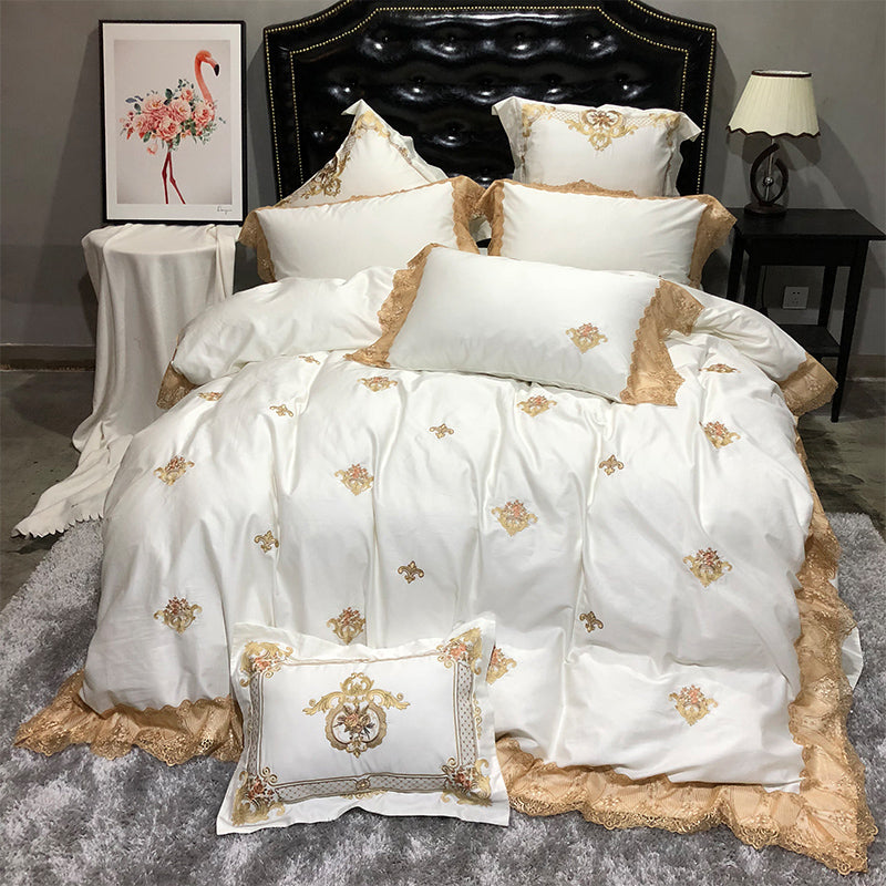 Fabiola Royal Embroidery Luxury Egyptian Cotton Duvet Cover Set - Peak Luxy