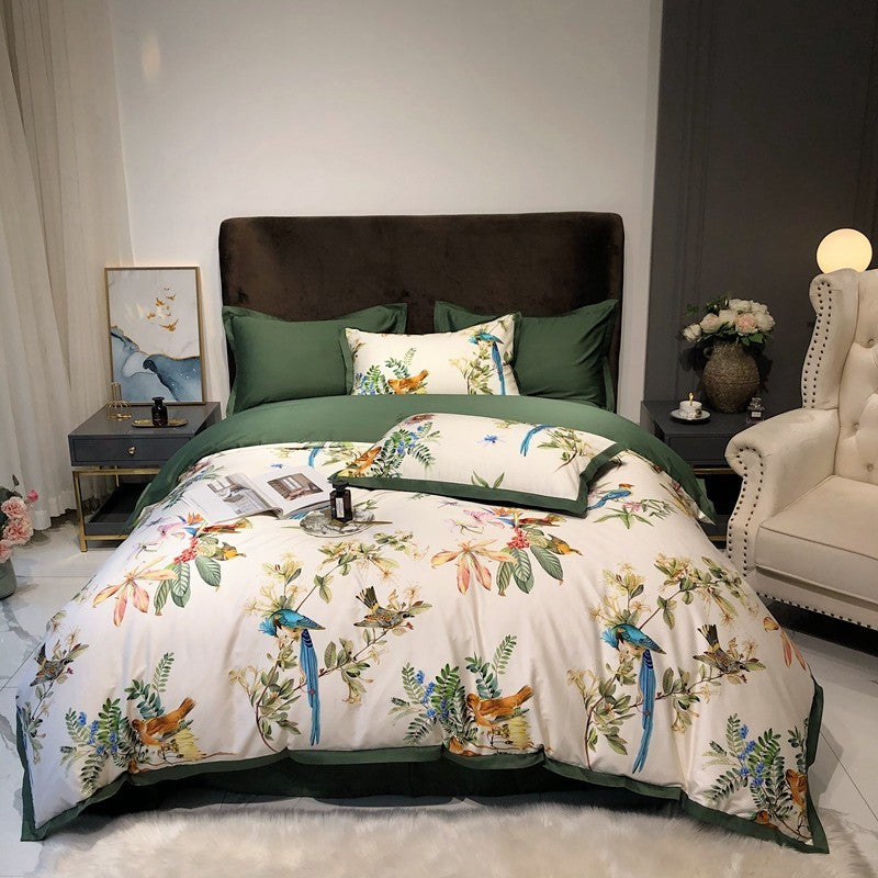 Masako Botanical Birds Print Duvet Covers - Peak Luxy