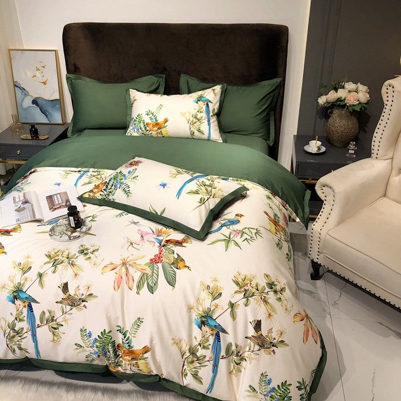 Masako Botanical Birds Print Duvet Covers - Peak Luxy