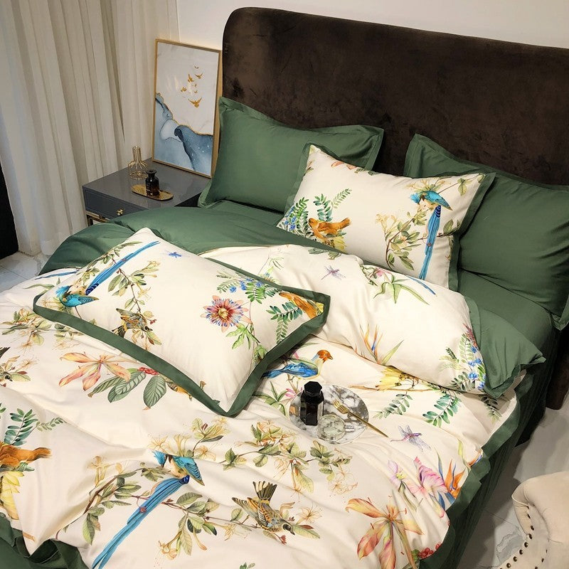 Masako Botanical Birds Print Duvet Covers - Peak Luxy