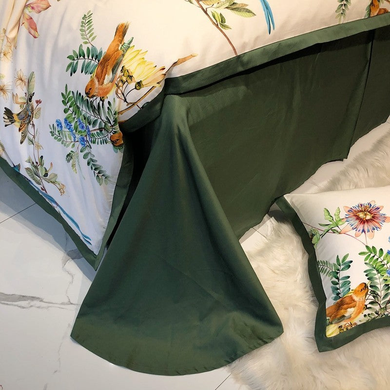 Masako Botanical Birds Print Duvet Covers - Peak Luxy